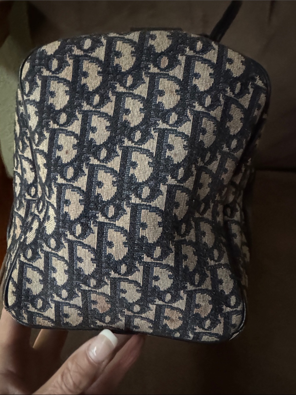 Christian Dior Trotter Canvas Boston Bag Hand Bag Vintage Navy - Picture 4 of 16